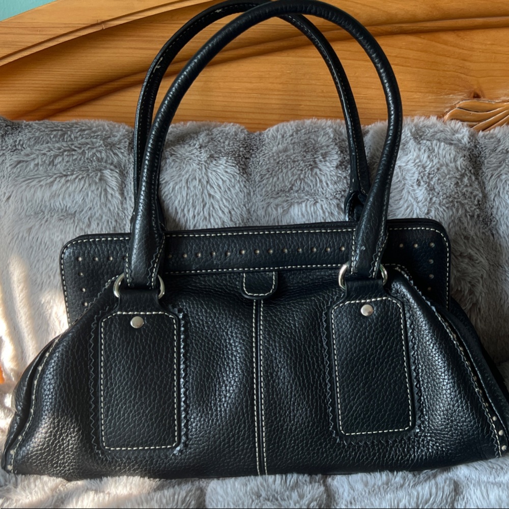 LOFT Black Pebbled Leather Shoulder Bag